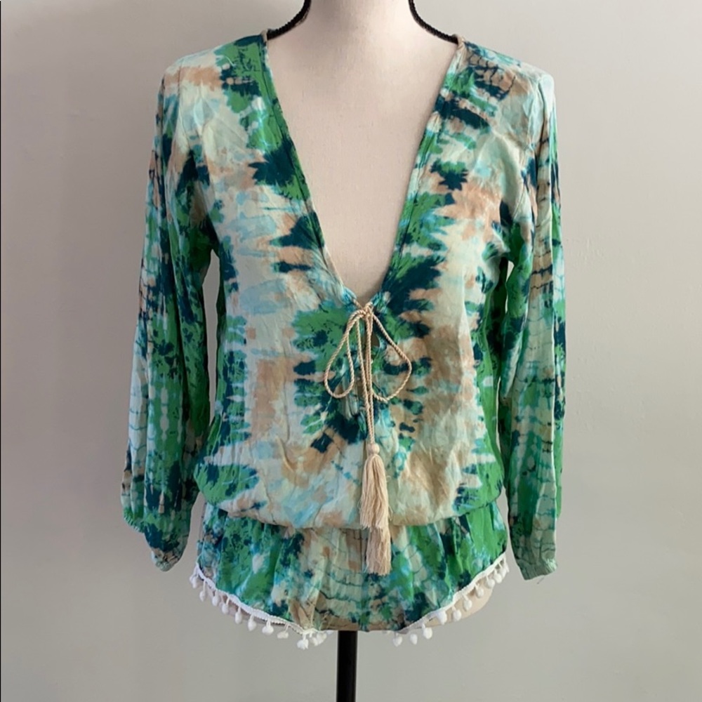 Tiare Hawaii Kalani tie-dye pom-pom romper OSFM